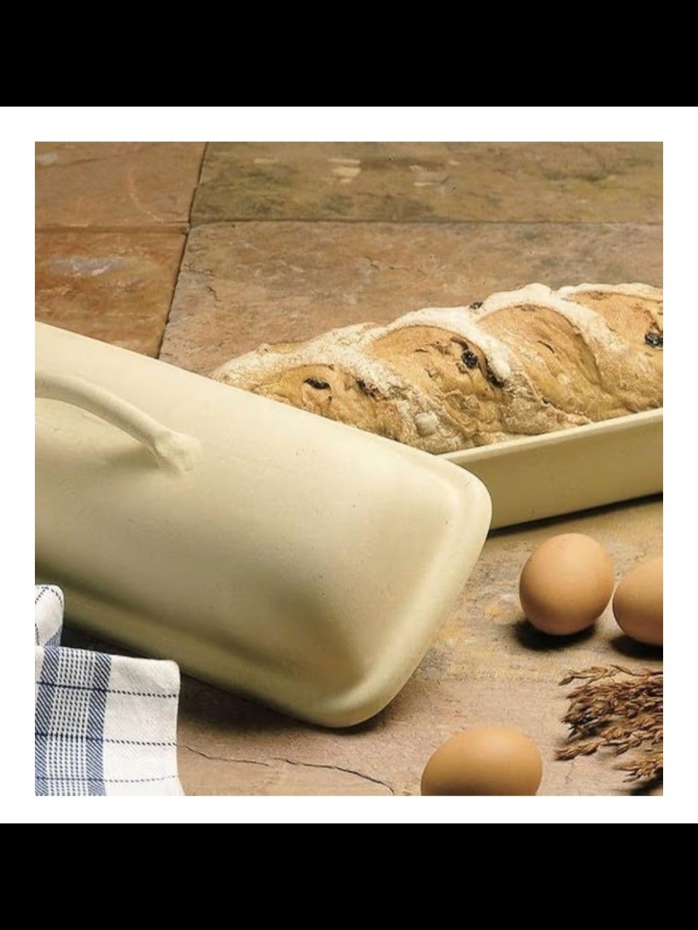 Ceramic Bread Baker with Lid In Bisque - Picture 6 of 6